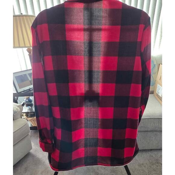 Love Potion Buffalo Plaid Shacket Red Black Fleece Lined Flannel Jacket 1X - Picture 3 of 5